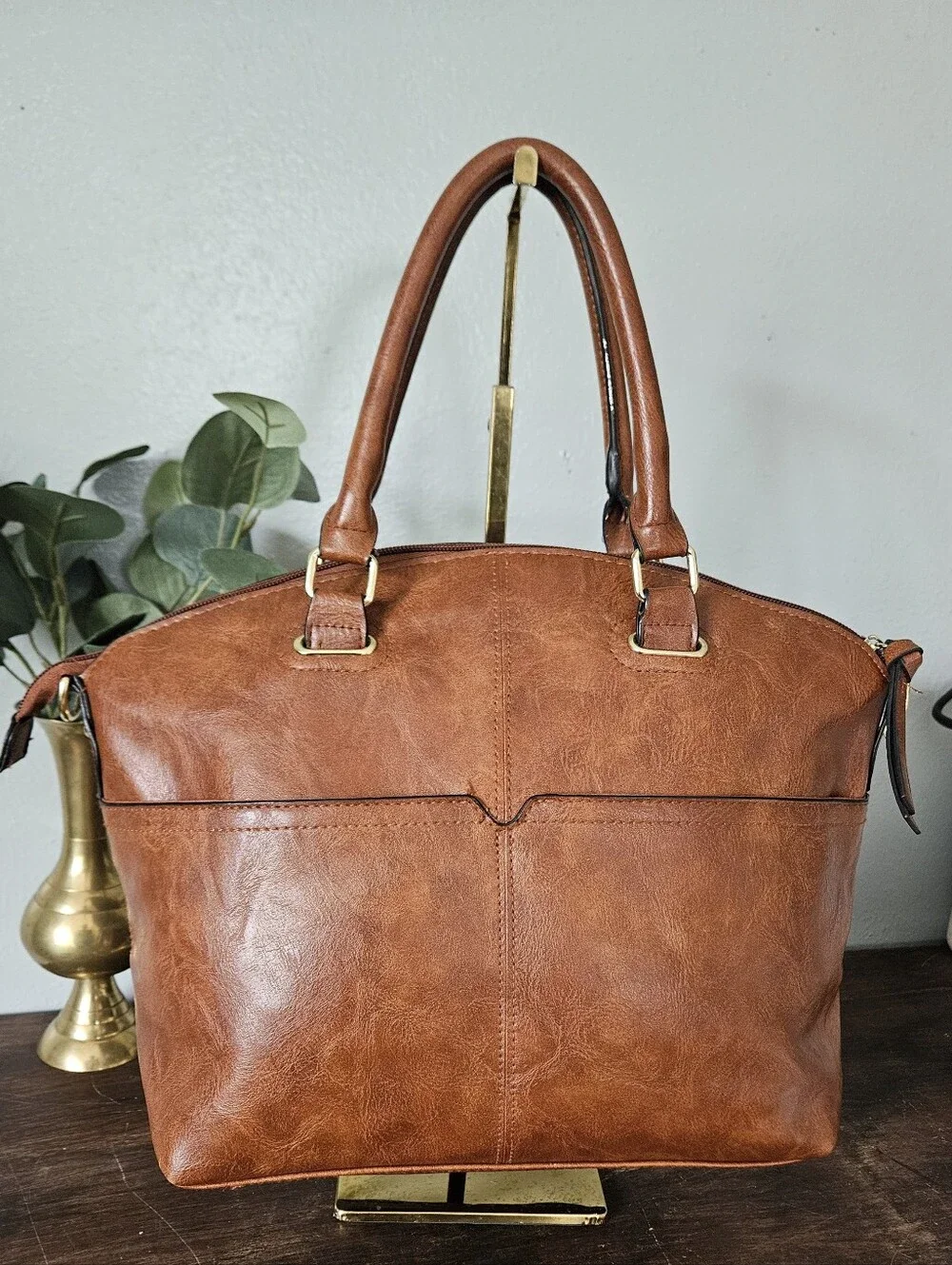 BUENO Sophisticated-Vintage-Preppy Inspired Style Cognac Crossbody/Hand Purse.